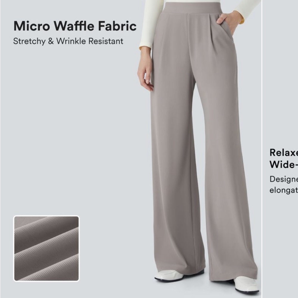 HALARA Gray Wide Leg Pants with Relaxed Fit